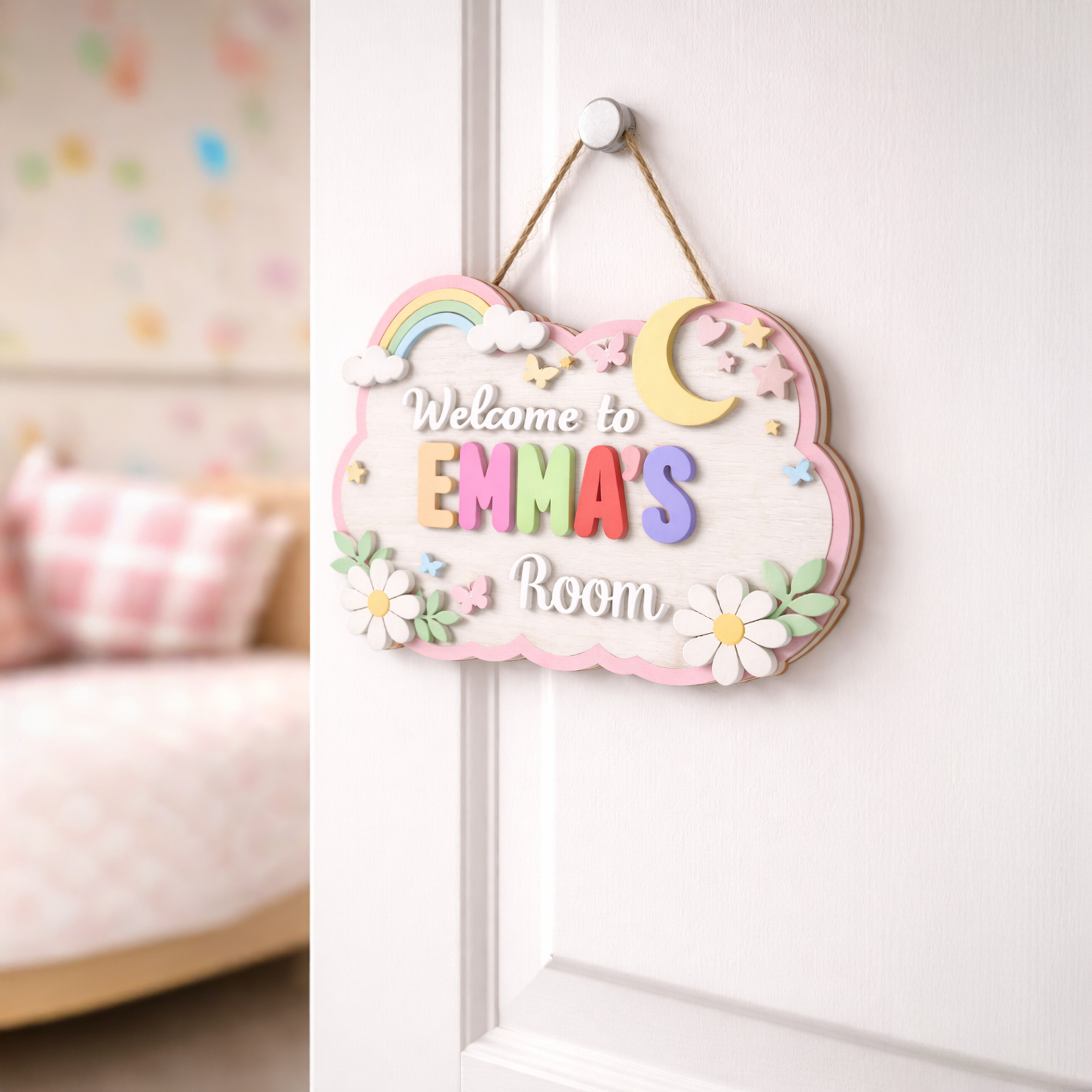2 layers Wood hanging sign with Stand