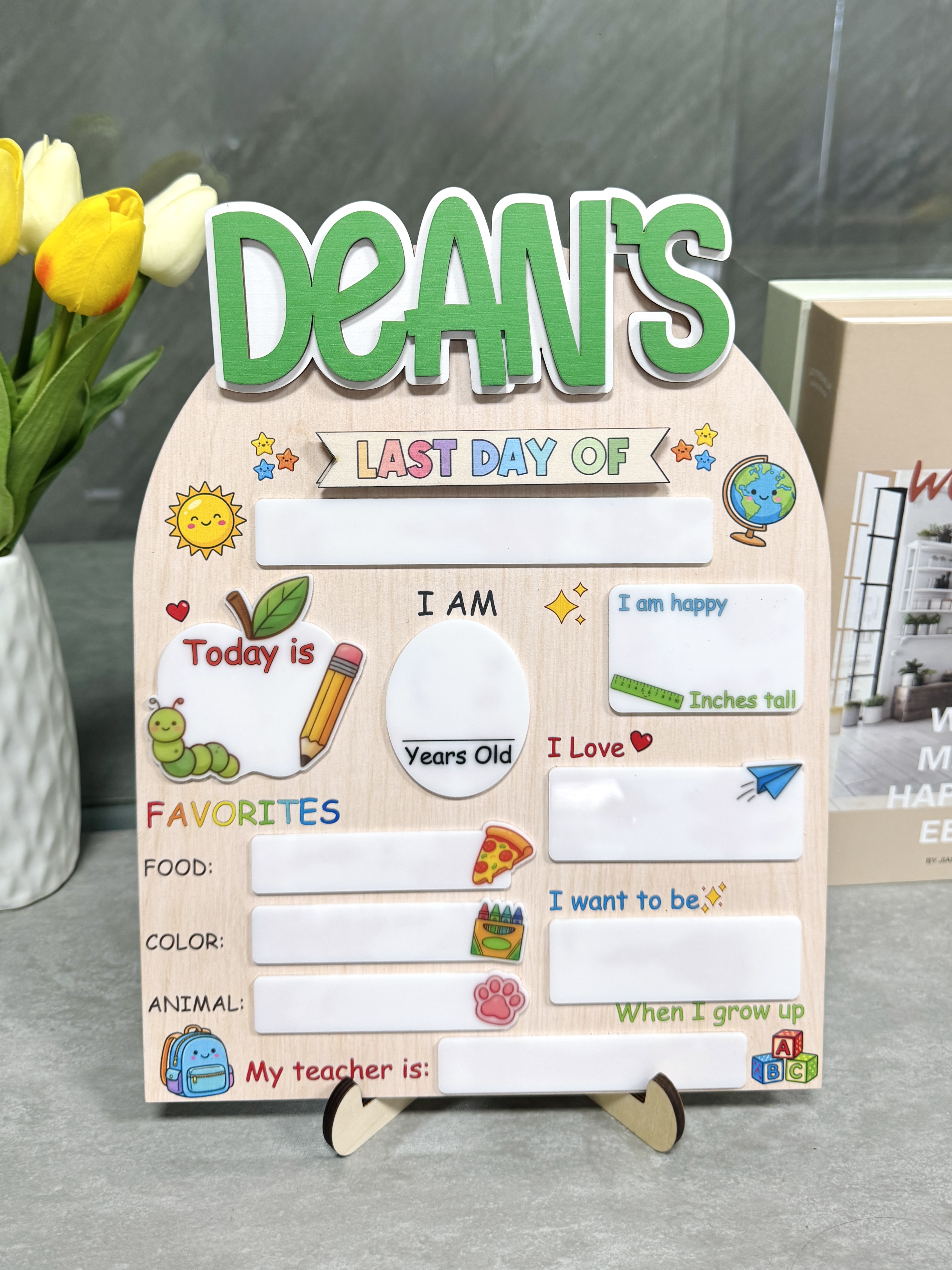 First And Last Day Of School Sign,Interchangeable Preschool Back to School Sign