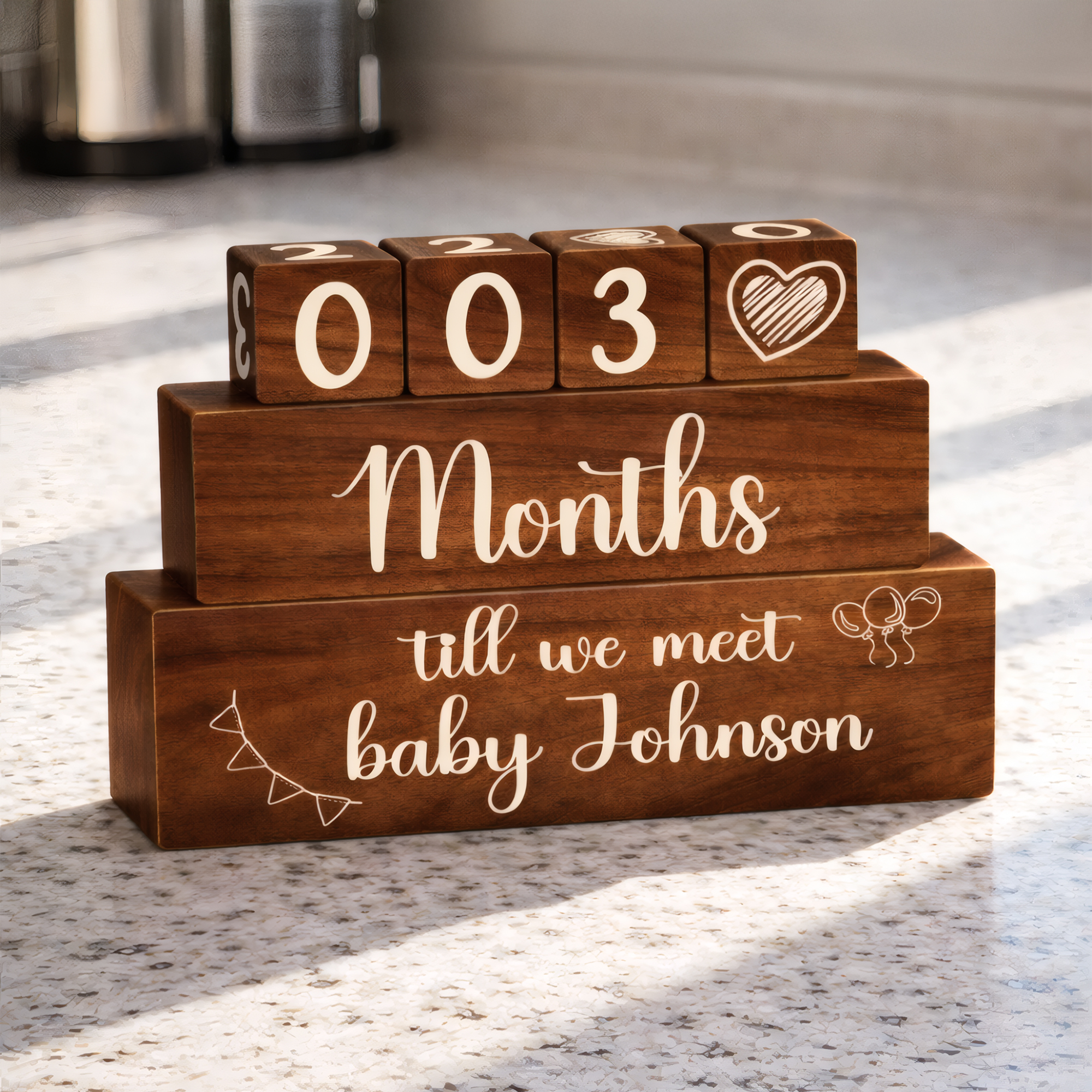 Personalized Wedding Countdown Blocks,Couple Engagement Gift