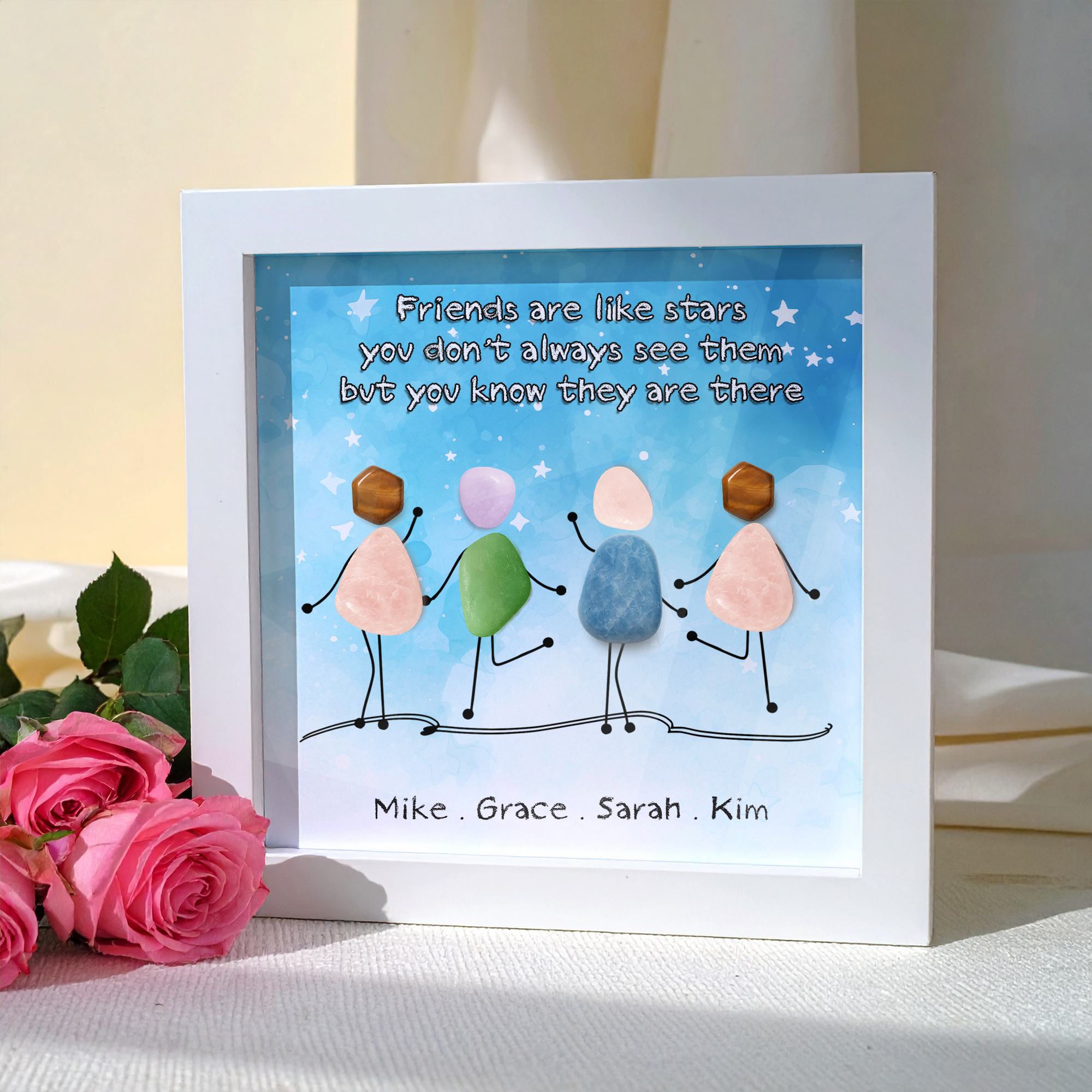 Personalized Friendship Sea Glass Art  Frame-4P