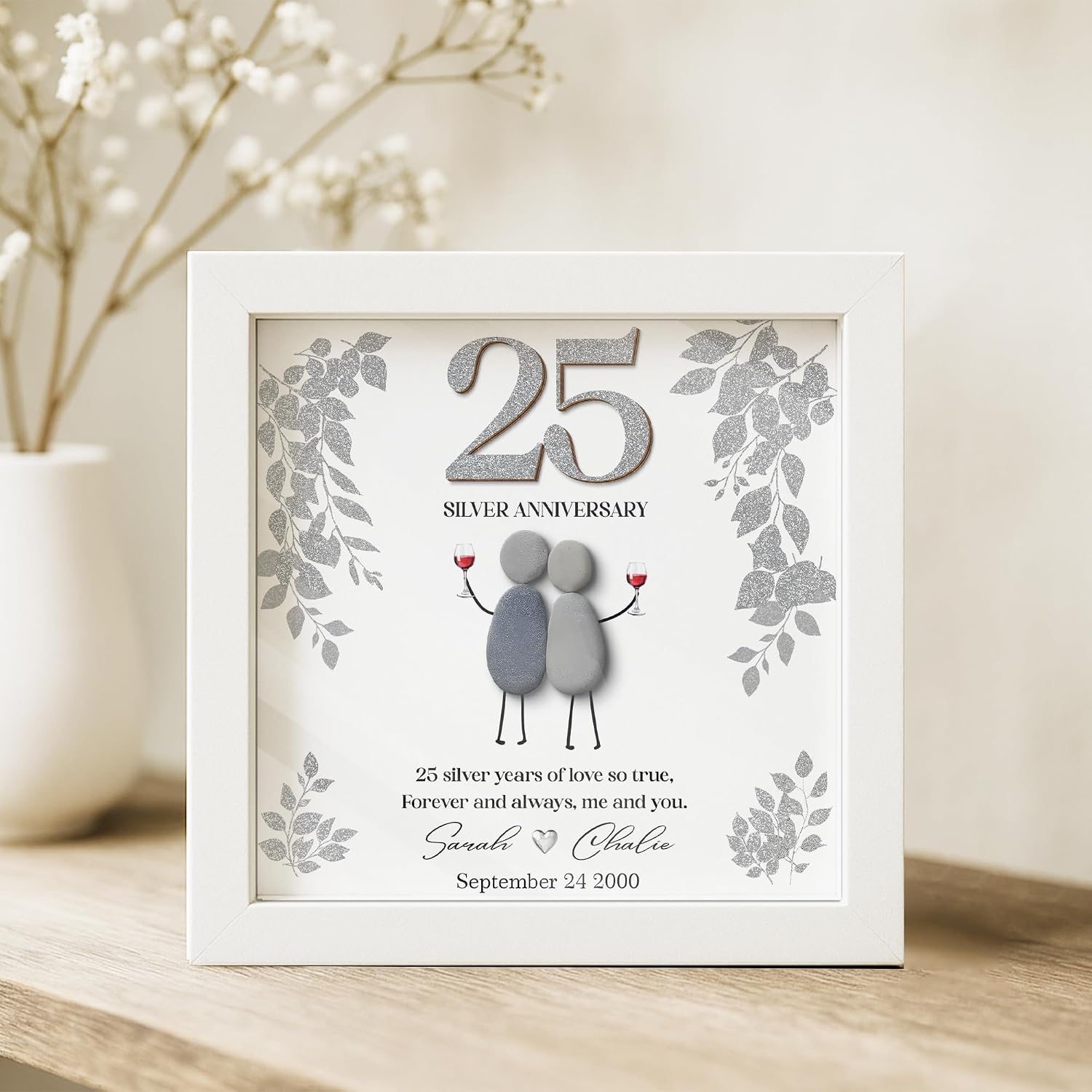 Personalised valentine Same Sex Pebble Art Frame