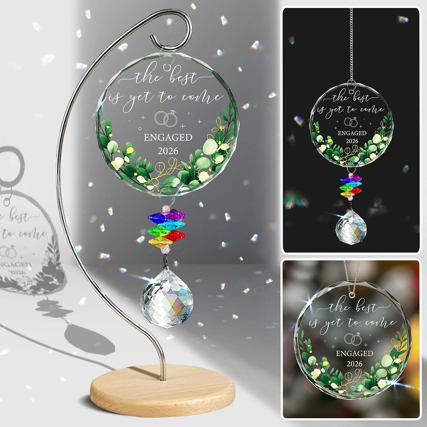 Crystal Prism  Hanging Glass Ornament, Sun Catcher Window Decor Gift + card