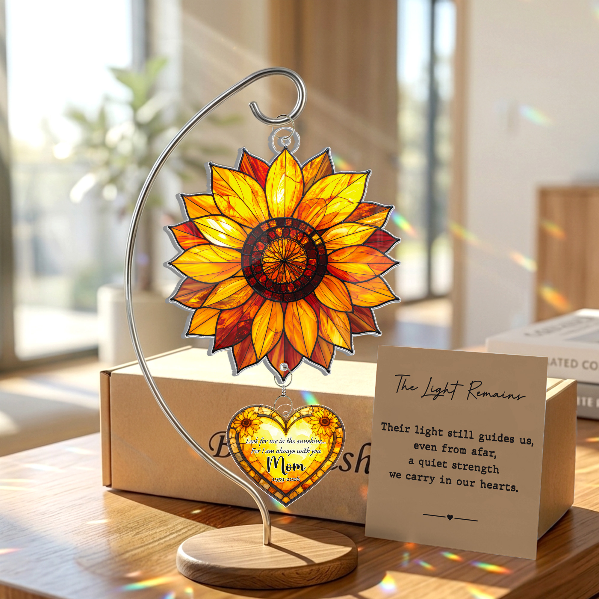 Crystal Prism Hanging Acrylic Ornament, Sun Catcher Window Decor Gift + card