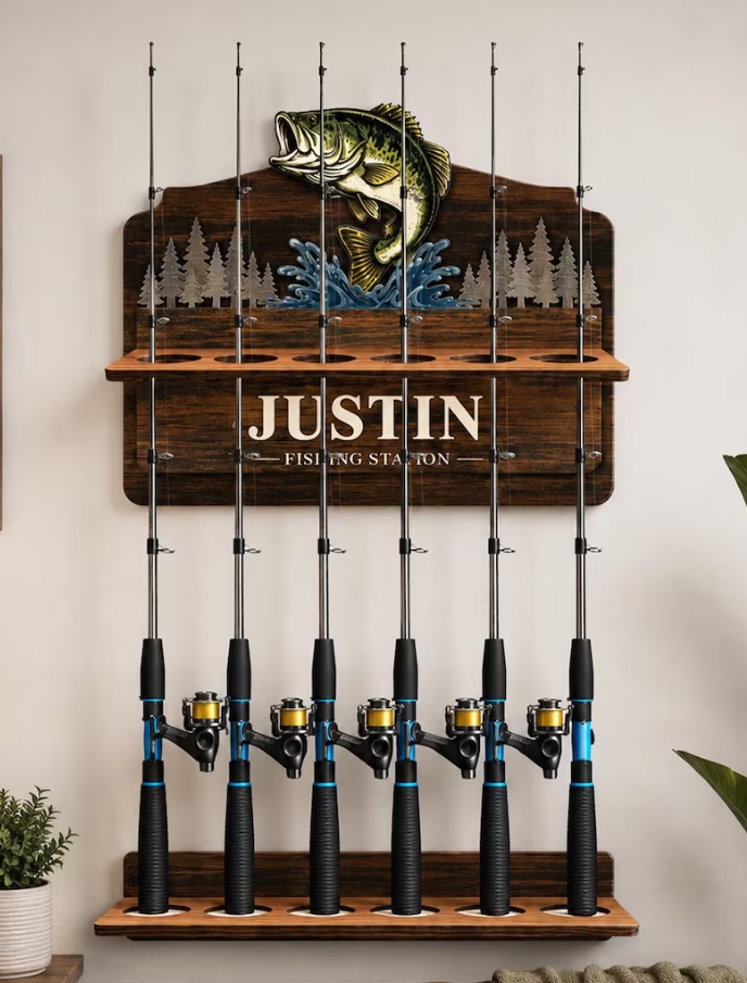 Personalized Fishing Rod Holder